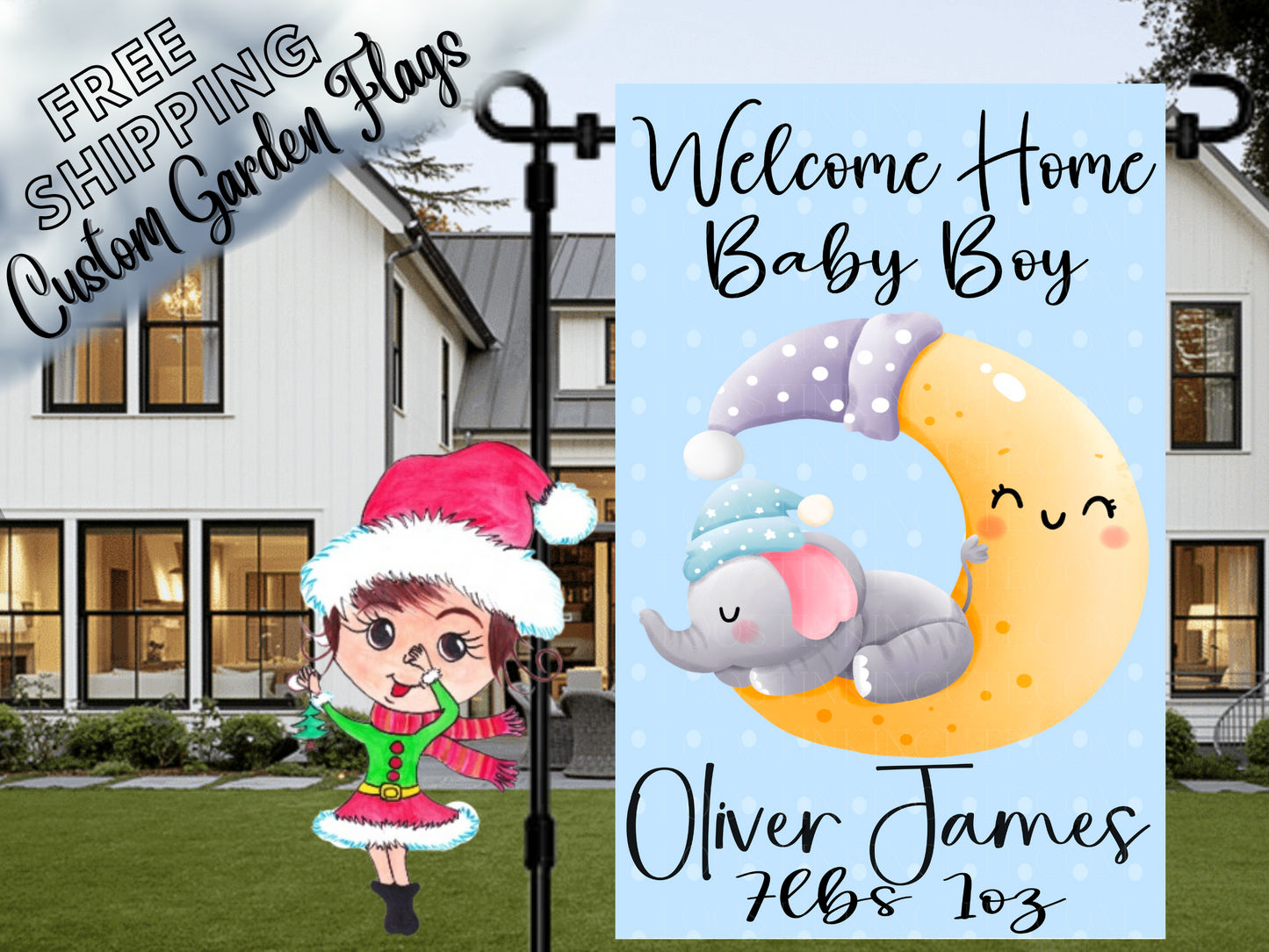 Welcome Home New Baby Boy Garden Flag