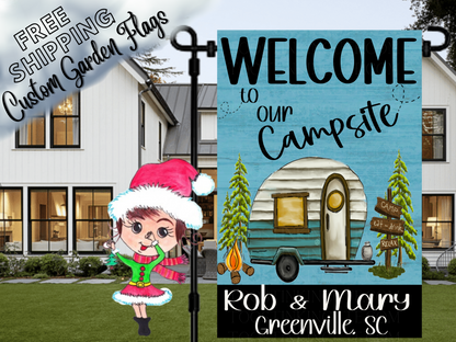 Family Camping Garden Flag