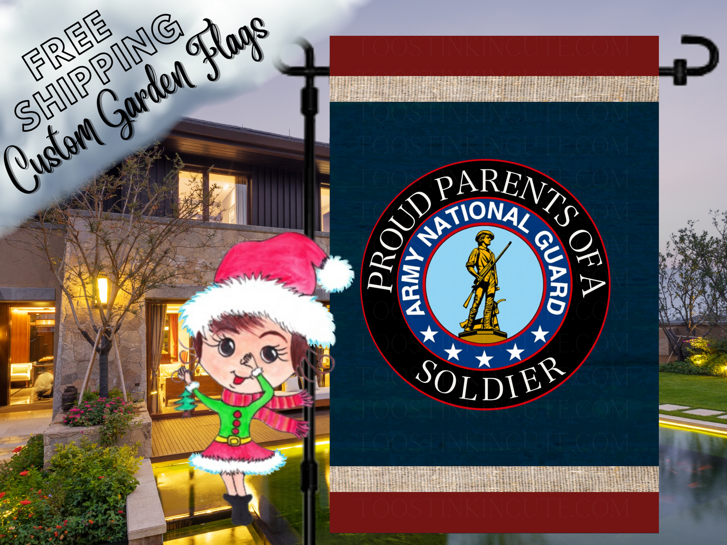 Proud Parent of a US Army National Guard Military Garden Flag