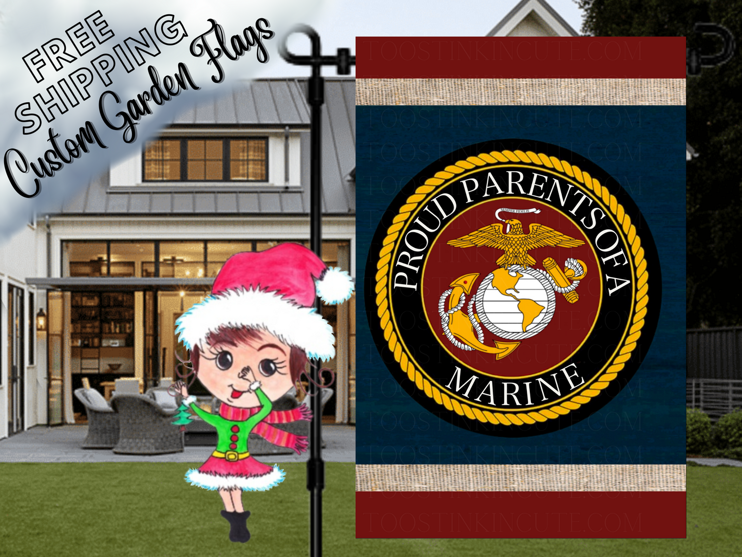 Proud Parents of a US Marine Military Garden Flag