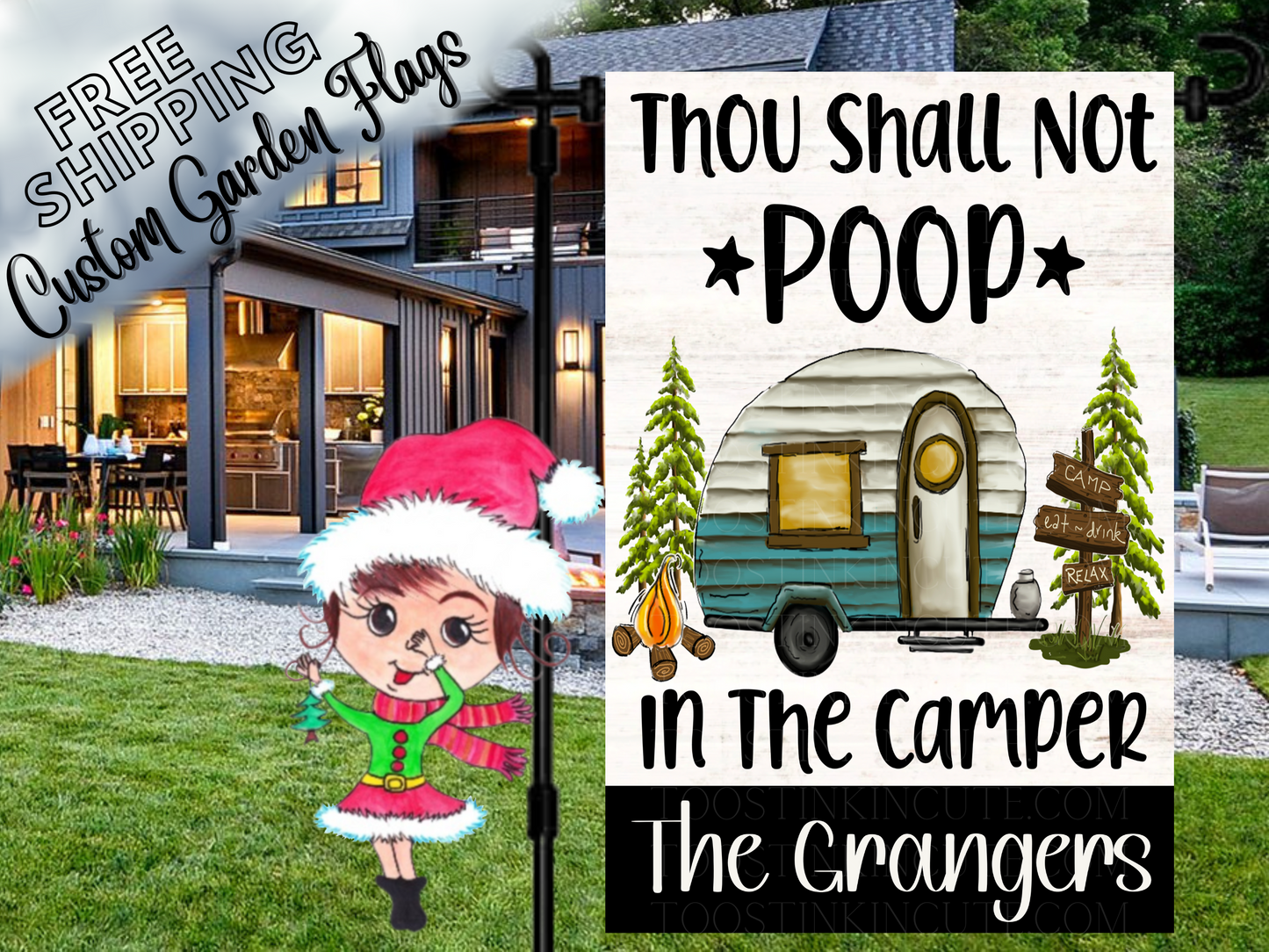 Thou Shall Not Poop In the Camper Garden Flag
