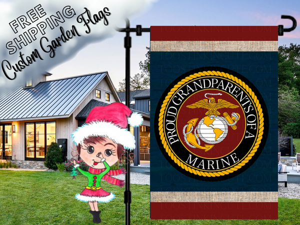 Proud Grandparents of a US Marine Military Garden Flag