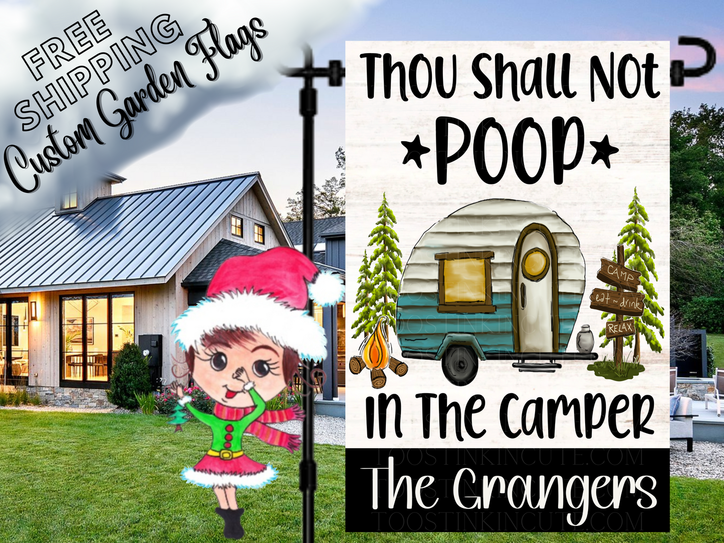 Thou Shall Not Poop In the Camper Garden Flag