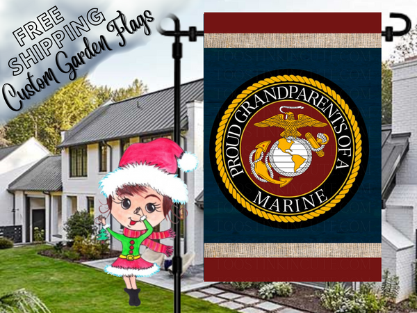 Proud Grandparents of a US Marine Military Garden Flag