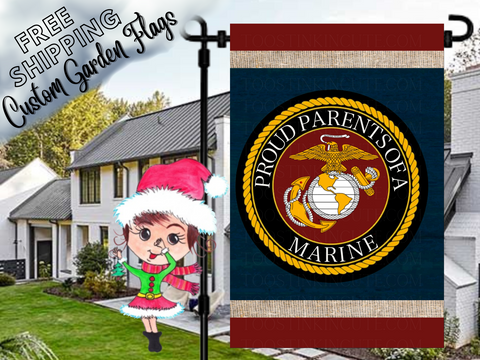 Proud Parents of a US Marine Military Garden Flag