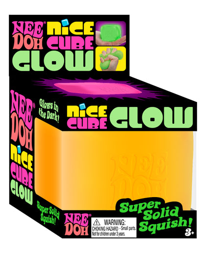 NeeDoh Nice Cube Glow 🌟 Glow-in-the-Dark Squishy Cube | Super Solid Stress Toy