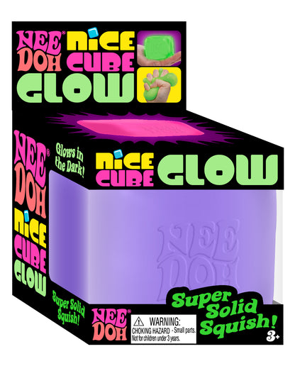 NeeDoh Nice Cube Glow 🌟 Glow-in-the-Dark Squishy Cube | Super Solid Stress Toy