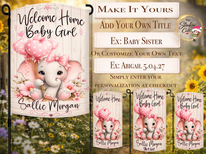 ustom newborn baby girl announcement flag featuring personalized baby name