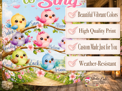Pastel bird family custom garden flag