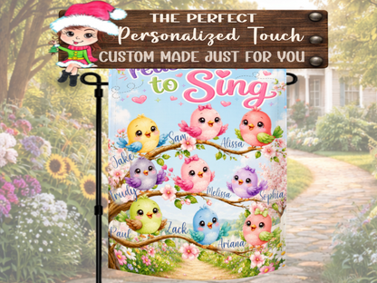 Custom bird name garden flag gift