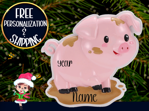 Farm Pig Personalized Christmas Ornament
