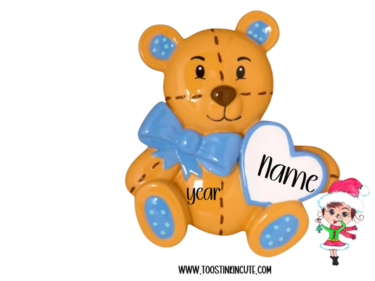 Personalized Boy Teddy Bear Christmas Ornament