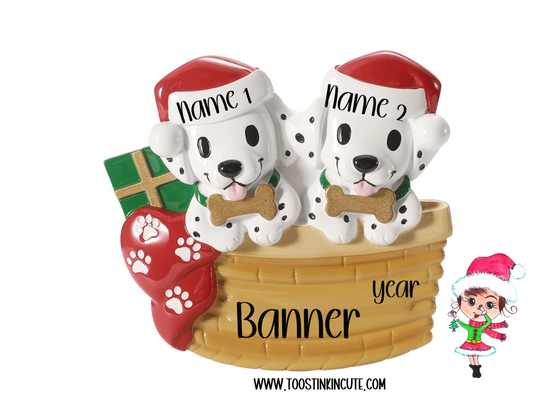 Personalized Puppy Dog Family of 2 Christmas Ornament