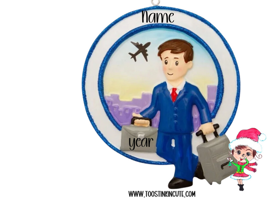Personalized Businessman Travel Ornament Christmas Ornament