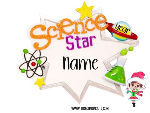 Personalized Science Star Wizard Christmas Ornament