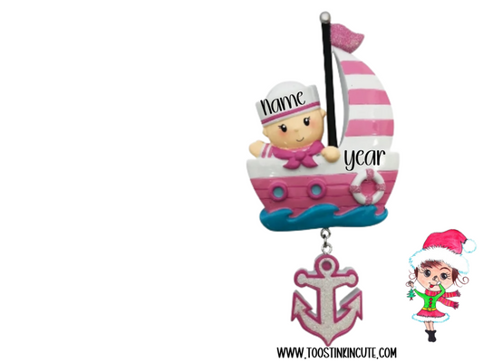 Personalized Sailor Baby Girl Christmas Ornament