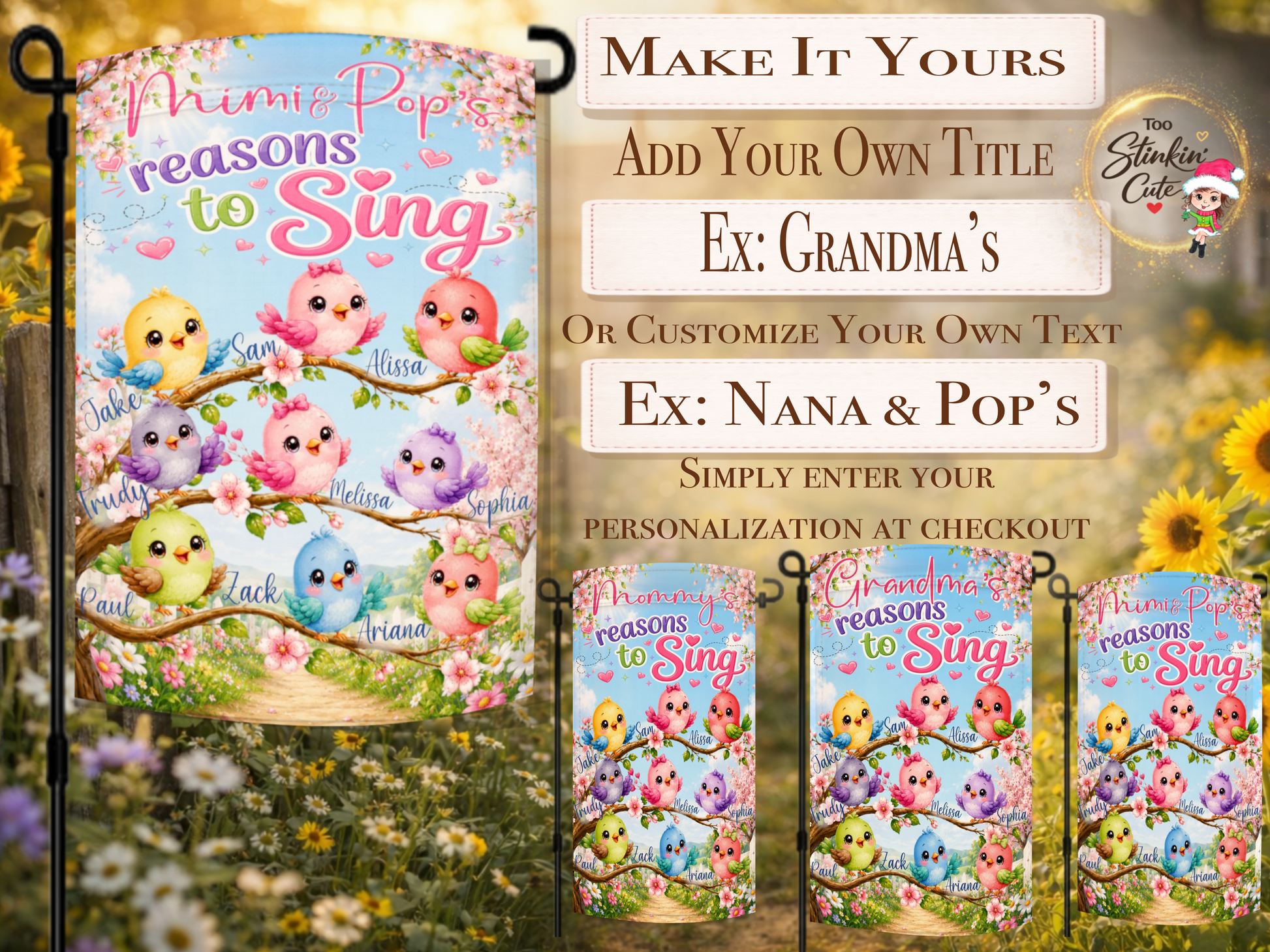 Custom grandparent garden flag with grandkids names