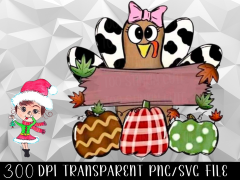 Thanksgiving Girl Turkey Graphic,Gobble Graphic,Thanksgiving Instant Download,Turkey Digital Print,Turkey DTF Sublimation,Cute Turkey Clipart