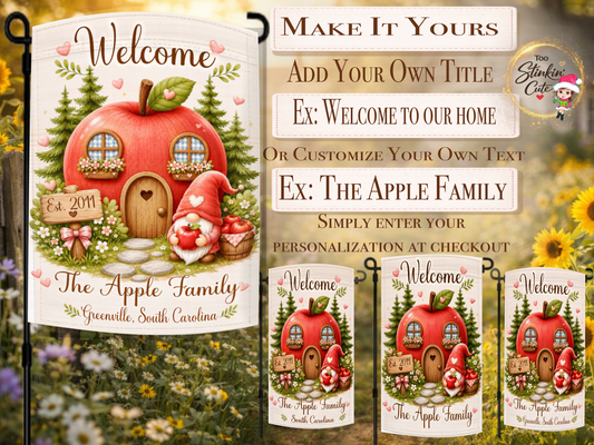 custom family name apple cottage flag