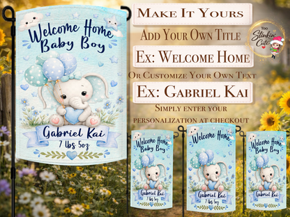 Custom newborn baby boy birth stats yard flag