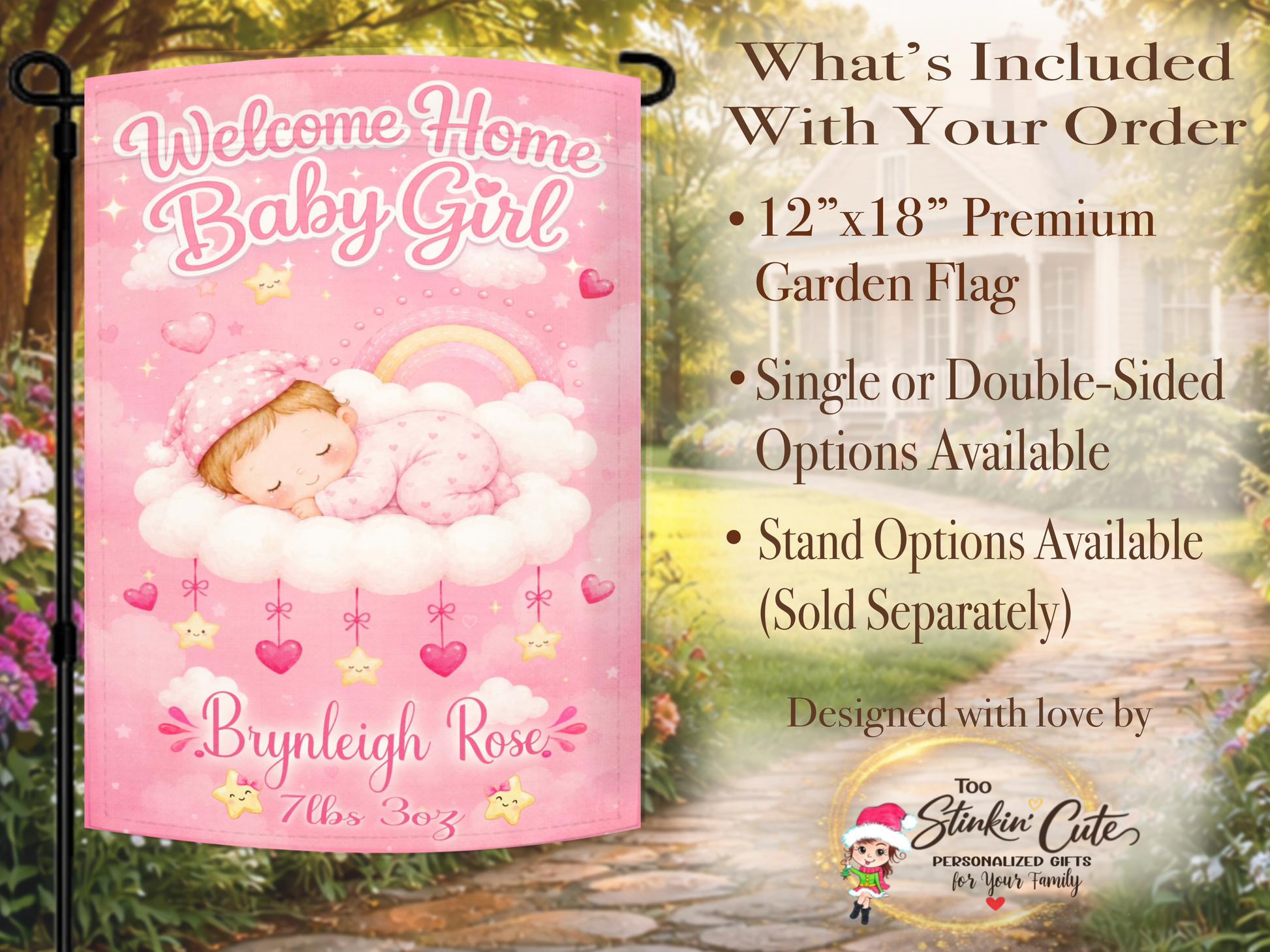 sleeping baby cloud garden flag