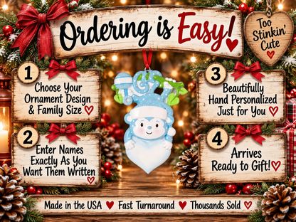 Blue Baby’s First Christmas keepsake ornament with an optional year