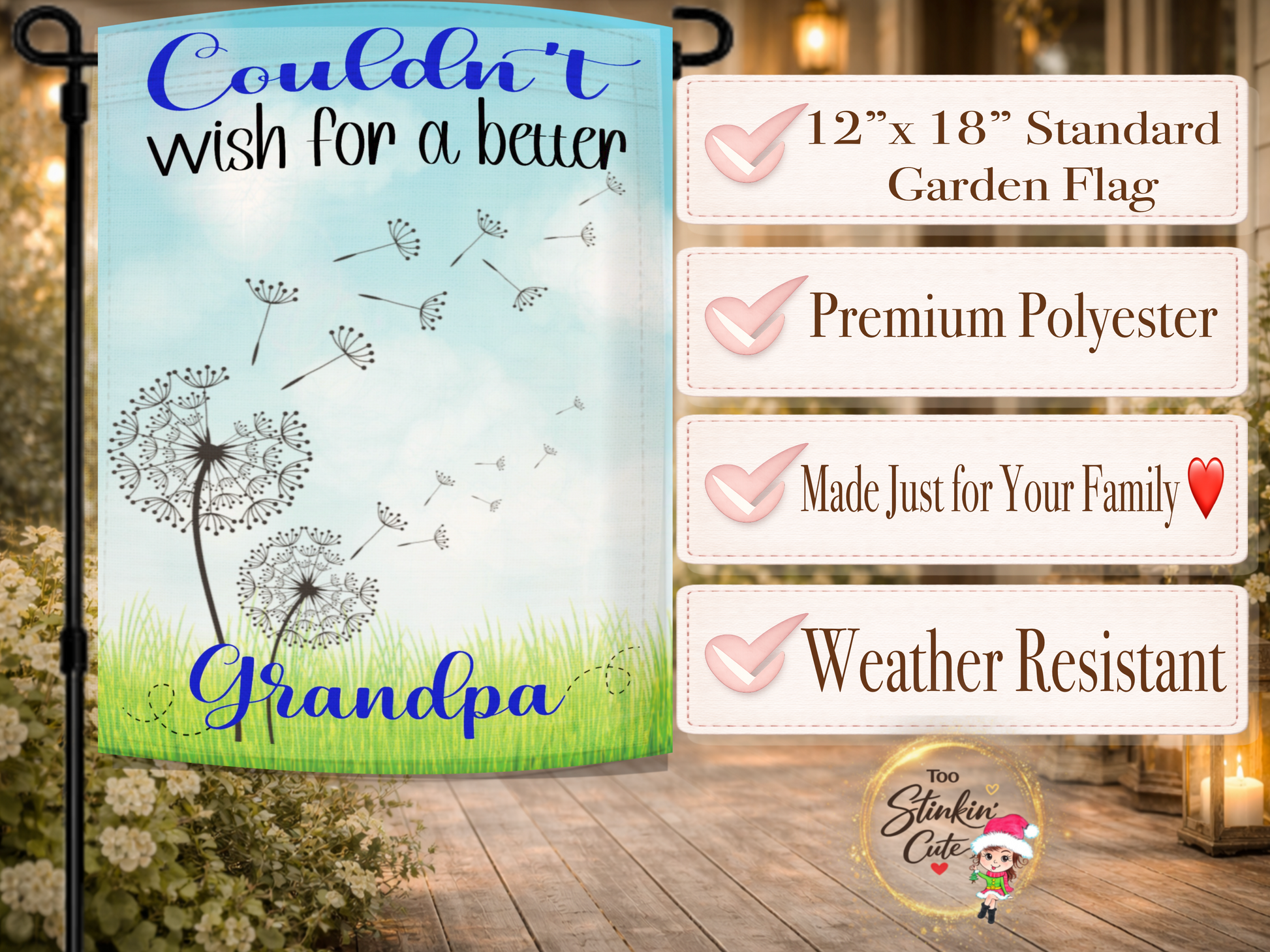 Personalized family garden flag with grandpa wording