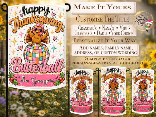 Custom Colorful Disco Turkey Family Flag