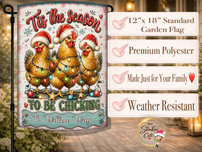 Custom House Number Christmas Chicken Flag
