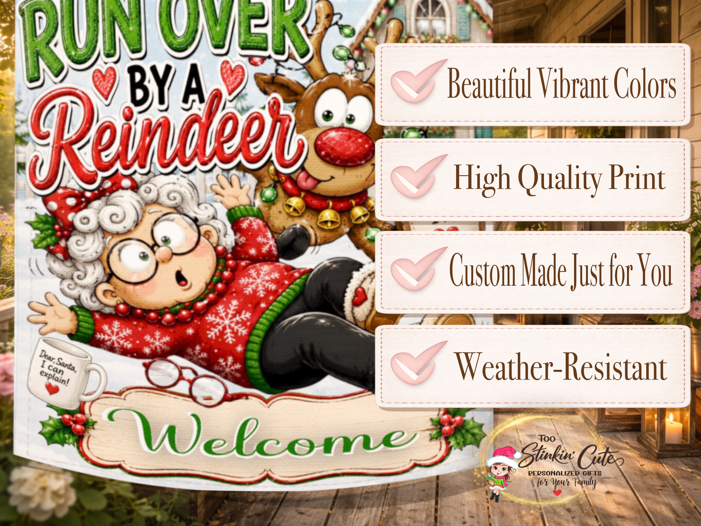 Winter porch flag with funny Christmas saying