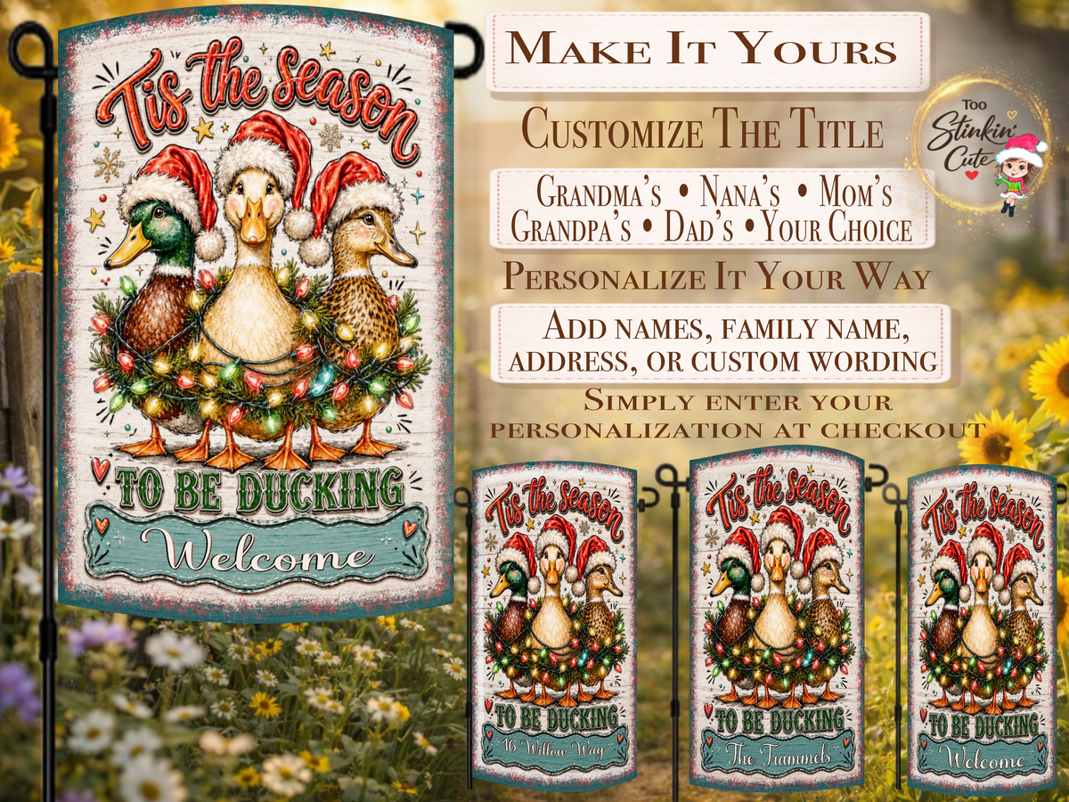 Funny Christmas Duck Welcome Flag