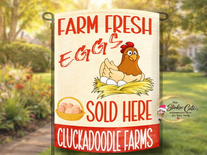 Rustic outdoor chicken farm flag with vintage farmhouse style design