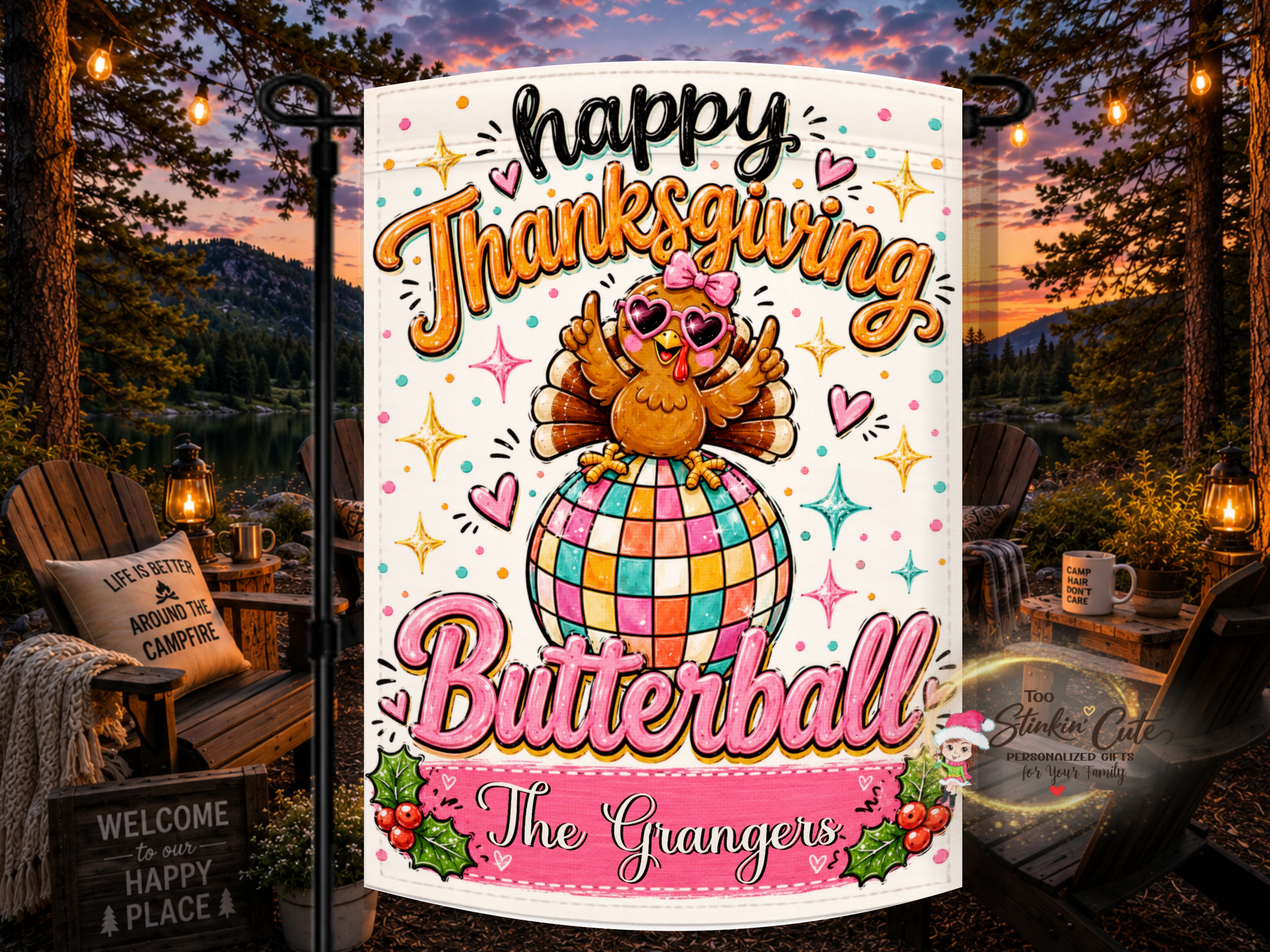 Personalized Happy Thanksgiving Garden Flag