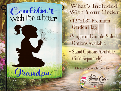 Sentimental grandpa gift flag with little girl silhouette artwork