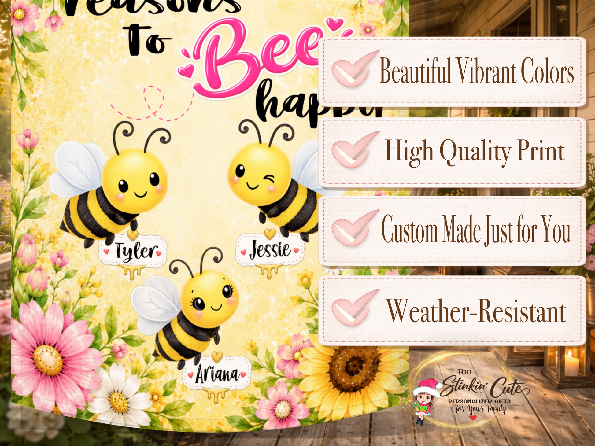 Personalized Mother's Day garden flag for Grandma featuring grandchildren names