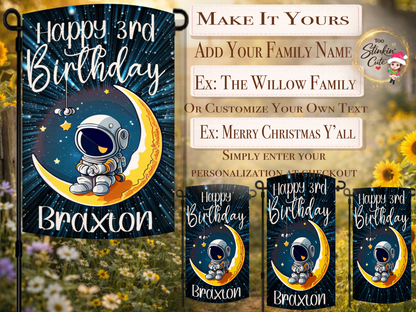 Custom space birthday yard flag for kids birthday party decor
