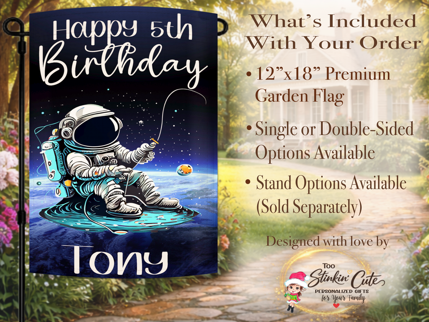 Custom space birthday yard flag for kids birthday party decoration