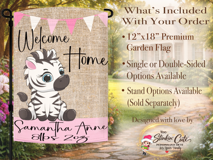 Personalized safari nursery garden flag for newborn baby announcement