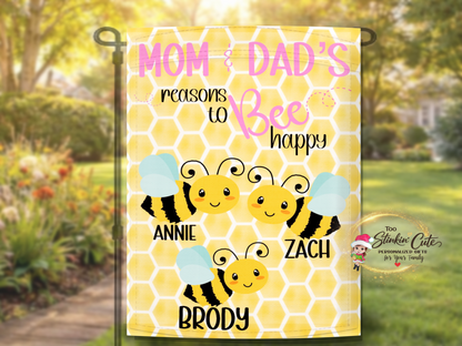 Cute bee family keepsake flag for spring and summer décor