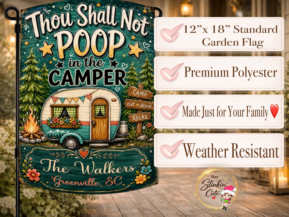 Custom Family Name and Location Camper Flag