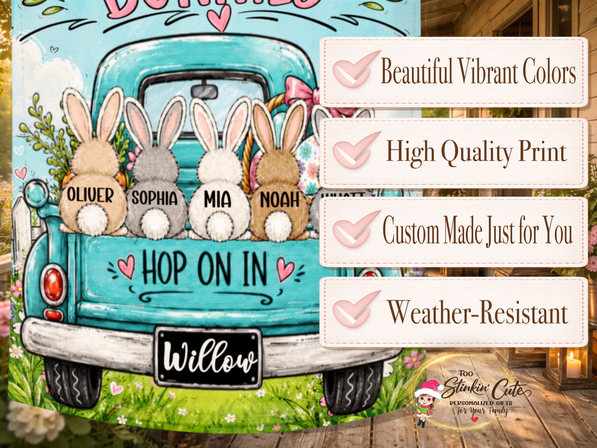 Custom Grandchildren Names Bunny Flag