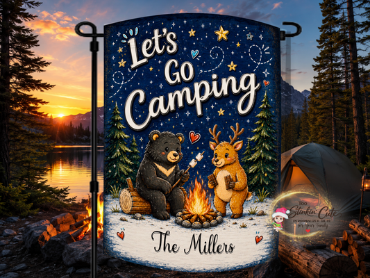 Personalized Let’s Go Camping Garden Flag