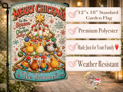 Custom Family Name Holiday Chicken Flag