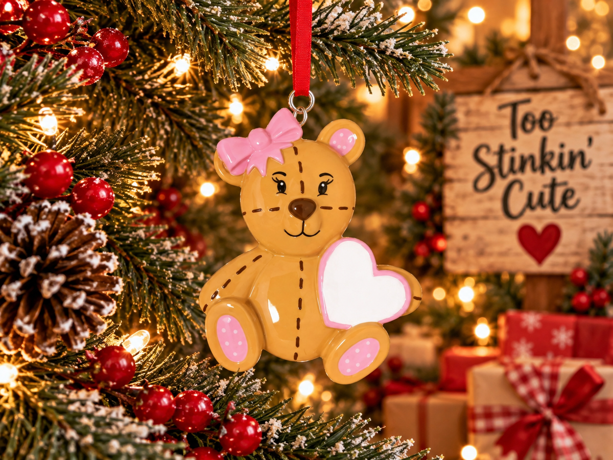 Personalized Christmas gift for a daughter or granddaughter featuring a cute bear