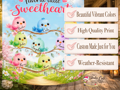 Personalized spring garden flag gift for grandma with grandchildren names
