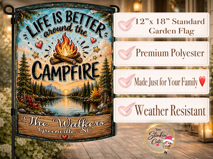 Personalized Cabin and Lake Garden Flag