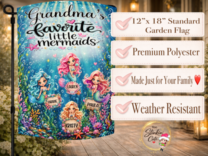Personalized Nana’s Favorite Mermaids Flag