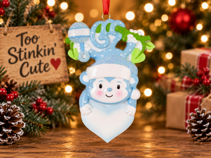 Personalized newborn boy Christmas ornament for a son or grandson