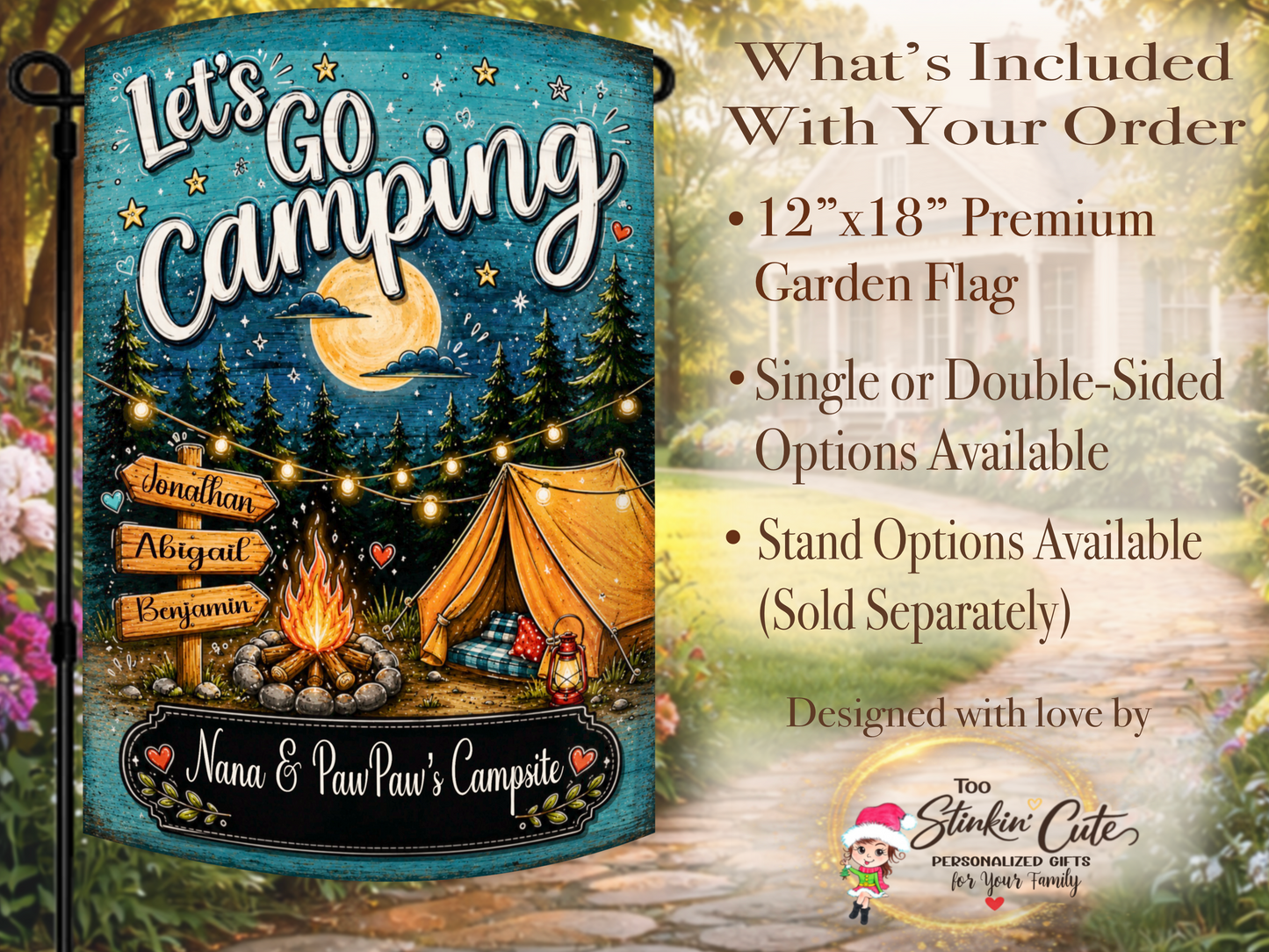 Personalized Let’s Go Camping Family Flag