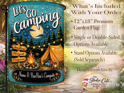 Personalized Let’s Go Camping Family Flag